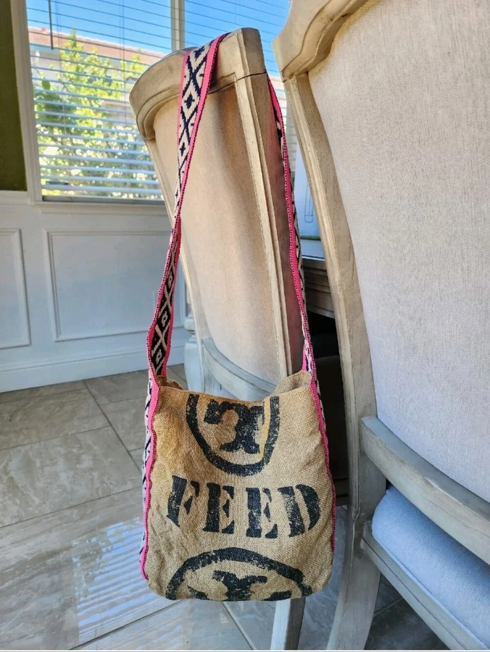 Tory Burch FEED Burlap Crossbody Bag